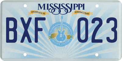 MS license plate BXF023