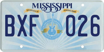MS license plate BXF026
