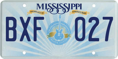 MS license plate BXF027