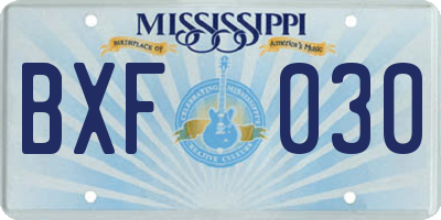MS license plate BXF030