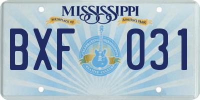 MS license plate BXF031