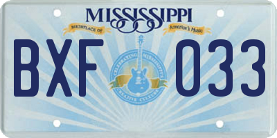 MS license plate BXF033