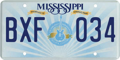 MS license plate BXF034