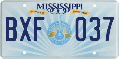 MS license plate BXF037
