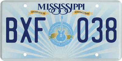 MS license plate BXF038