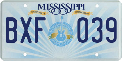 MS license plate BXF039