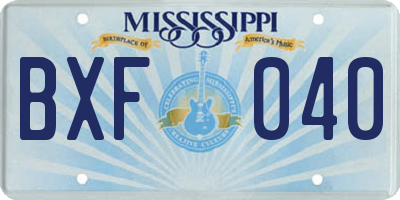 MS license plate BXF040