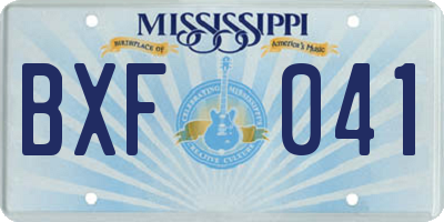 MS license plate BXF041