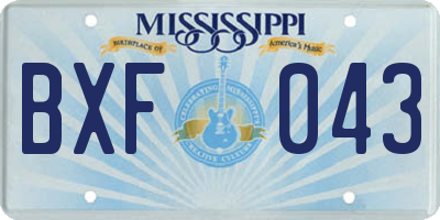 MS license plate BXF043