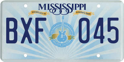 MS license plate BXF045