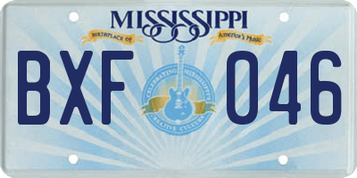 MS license plate BXF046