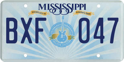 MS license plate BXF047