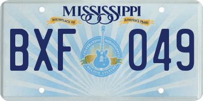 MS license plate BXF049
