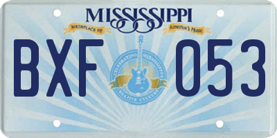 MS license plate BXF053