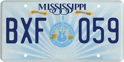 MS license plate BXF059
