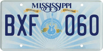 MS license plate BXF060