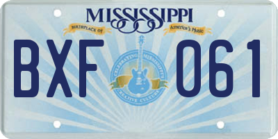 MS license plate BXF061