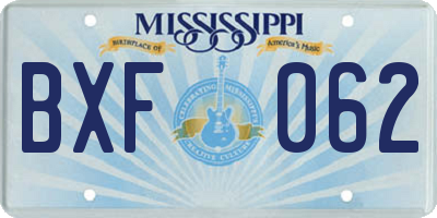 MS license plate BXF062
