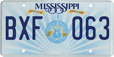 MS license plate BXF063