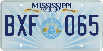 MS license plate BXF065