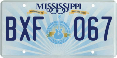 MS license plate BXF067