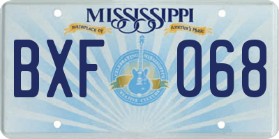 MS license plate BXF068