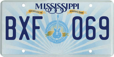 MS license plate BXF069