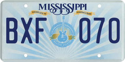 MS license plate BXF070