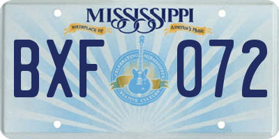 MS license plate BXF072