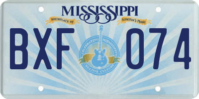 MS license plate BXF074