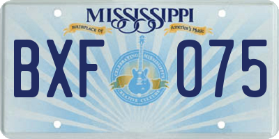 MS license plate BXF075