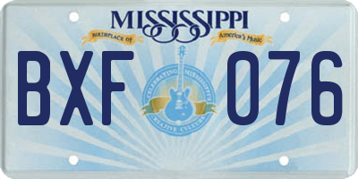 MS license plate BXF076