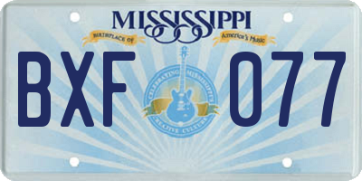 MS license plate BXF077