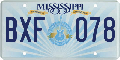 MS license plate BXF078