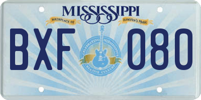 MS license plate BXF080