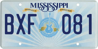 MS license plate BXF081