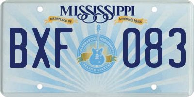 MS license plate BXF083