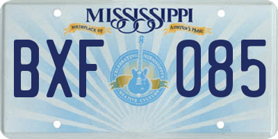 MS license plate BXF085