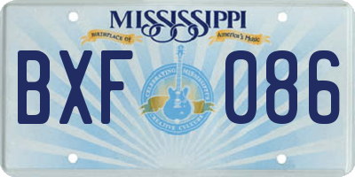 MS license plate BXF086