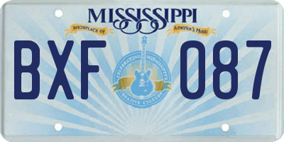 MS license plate BXF087