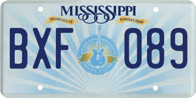 MS license plate BXF089