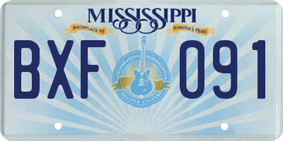 MS license plate BXF091