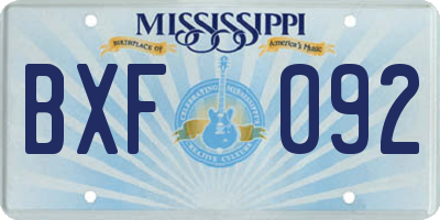 MS license plate BXF092