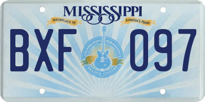 MS license plate BXF097