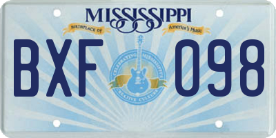 MS license plate BXF098