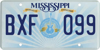MS license plate BXF099