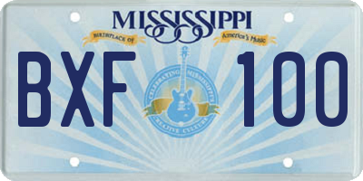 MS license plate BXF100