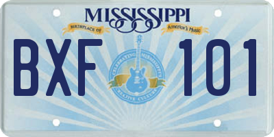 MS license plate BXF101