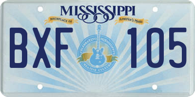 MS license plate BXF105