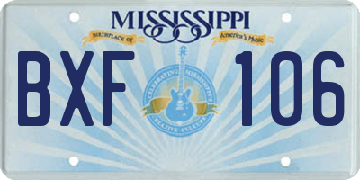 MS license plate BXF106